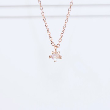 月光石925純銀貓咪項鍊