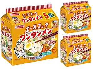 エースコック ワンタンメン（5食入り 3袋セット）