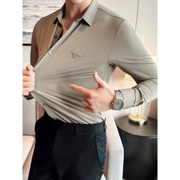 秋冬季潮流韓版修身免燙長袖襯衫