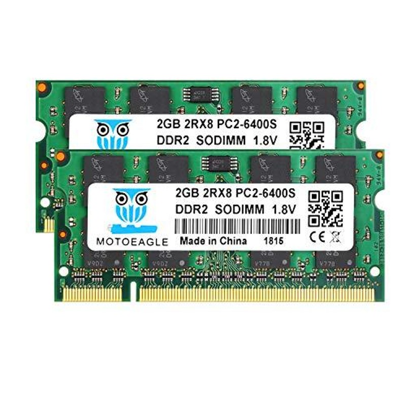 DDR2 800 PC2-6400 ノートPC用メモリ 2GB×2枚 2Rx8 200Pin 1.8V CL6