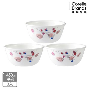 【美國康寧】CORELLE 嫣紅微風3件式450ml中式碗組-C04