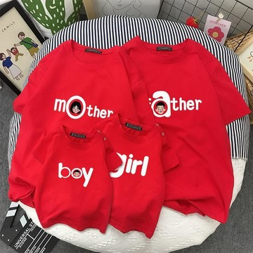 ✨ 新品限定類炸街親子裝純棉短袖母女母子裝新款一家三四口全家裝夏裝t恤VAO1