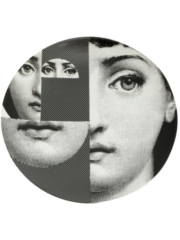 Fornasetti - face print plate - unisex - ceramic - One Size - Black