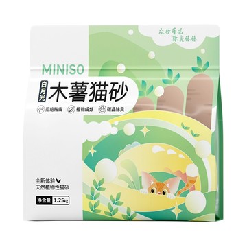 MINISO 名創優品 白月光木薯貓砂 碳晶除臭  1.25kg  1包