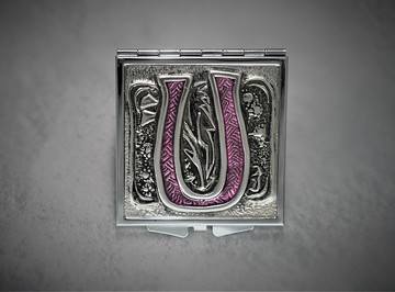 錫雕 個人專屬字母  頭文字U隨身鏡  隨時整理儀容的好幫