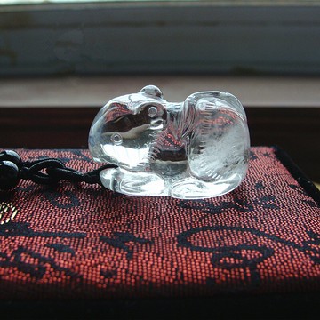 精雕正品天然白水晶老鼠吊墜掛墜生肖水晶立體小老鼠吊墜掛墜項墜1入