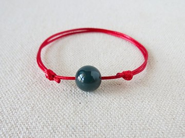 本命年【幸運石】藍水翡翠韓國蠟線手鍊*TE-01*招財、防小人