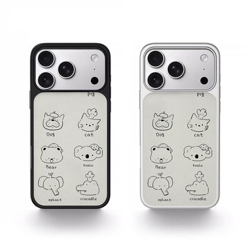 ins復古可愛動物黑邊電鍍銀 適用蘋果iPhone17promax手機殼1615pr