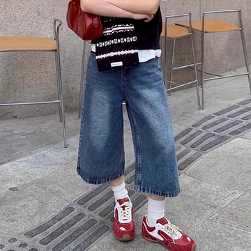 ⚡任選２件＄９９９⚡中大尺碼 長褲 韓版高腰寬鬆牛仔七分褲寬褲【042349】MAY28｜1色5碼 19LADY〔現貨〕