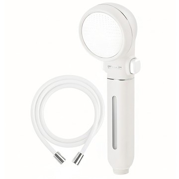 Nature Living 馬卡龍 開關濾心蓮蓬頭 + 防纏繞 PVC 蓮蓬頭軟管 2米  1組  白色