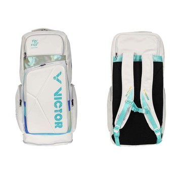 VICTOR 長型後背包-後背包 雙肩包 肩背包 裝備袋 球拍袋 羽球 勝利 BR5833TTY 米白湖綠藍