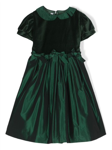 Mariella Ferrari - bow-embellished cotton dress - kids - Cotton/Acetate/Acetate/Viscose - 5 yrs - Green