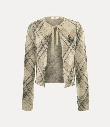 Vivienne Westwood Broken Tartan Cardigan Cotton Linen Blend Gold-multi L Women