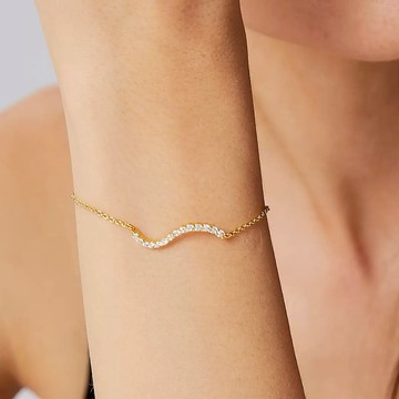 『快速出貨9折』【CReAM】Vera銅鍍18K金色亮鑽弧線設計感簡約亮鑽女手鍊#禮盒 #浪漫送禮 #生日禮盒 #情人禮物 #生日禮物