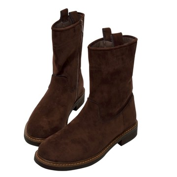 ANNSTAR 晞晞聯名-慵懶午後魔法小耳朵防潑水絨布軟軟短靴3cm-卡其(版型偏小)