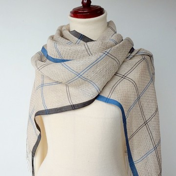 Linen 手織亞麻圍巾【澪花02】