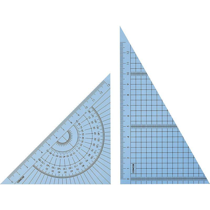 TTC コンサイス 定規 カラー三角定規セット 15cm ブルー