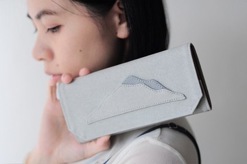 霧白山 帆布包 紙長夾-淺灰色/超輕量/錢包/無動物成分 手工皮夾