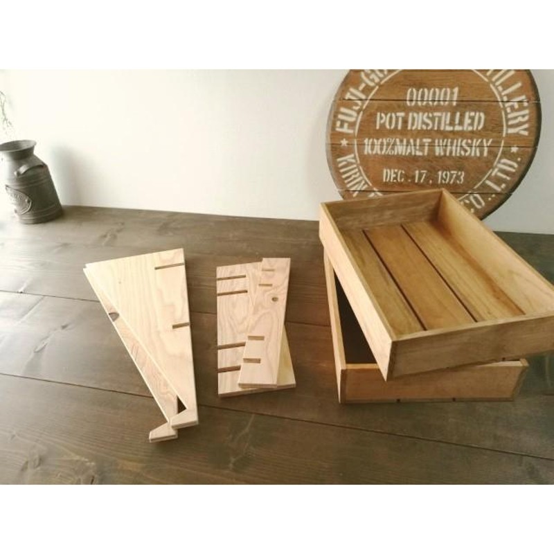 マルシェ傾斜ディスプレイ完成セット（傾斜台と木箱のセット）