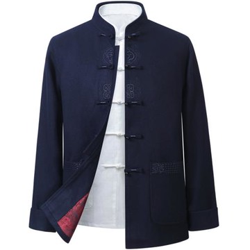 羊毛呢唐裝男裝中老年人生日過壽喜公公婚禮爸爸裝爺爺中國風外套