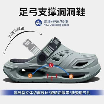 台灣現貨/24小時出 拼色洞洞鞋 厚底運動拖鞋 赤足包頭涼拖鞋 透氣 止滑 布希鞋 洞洞鞋男 厚底洞洞鞋 園丁鞋