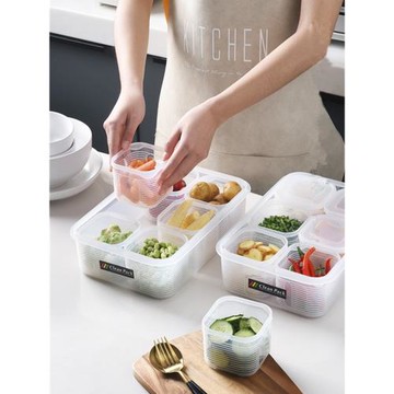 六分格保鮮盒飯盒冷凍專用蔬菜配菜盒分餐盒透明食物分裝盒留樣盒