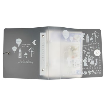 JOY STAR 4x6多功能收納冊 2孔夾  花鞦韆 灰色  10頁