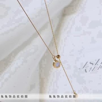 臺灣/✨項鏈【鈦鋼不掉色】黑白雙面羅馬數字竹節鏈抽拉流蘇Y型閨蜜項鍊