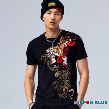 日本藍 BLUE WAY – 金標虎年限定短TEE(黑)
