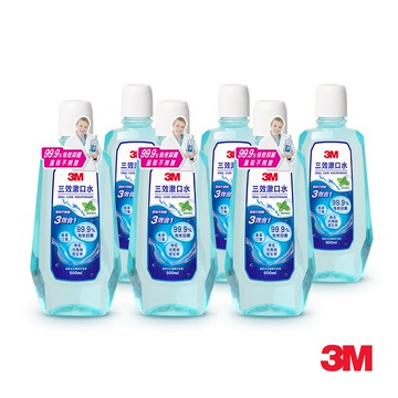 3M 三效漱口水-薄荷口味-500M(6入) 抑菌/ 防蛀/口氣清新