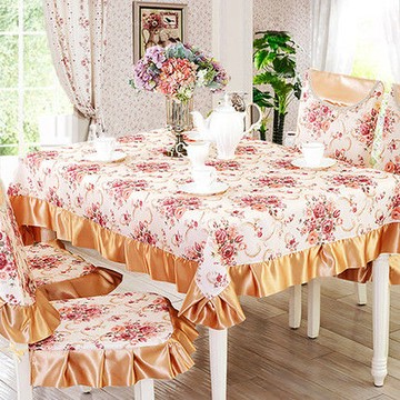 【協貿】田園布藝高端貢緞雕繡百花園花邊桌布