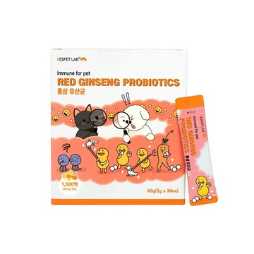 【韓國原裝RESPET】 多功能紅蔘寵物益生菌2g*30包/盒(4年根紅蔘 75億乳酸菌 歐洲食藥局認證) 犬貓通用