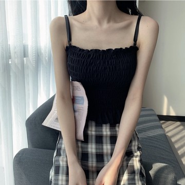 【免運隔日到貨❤️皺褶感短版】Bratop 美胸背心 免穿內衣 小可愛 含胸墊 短版背心 小背心 內搭背心 H-f9