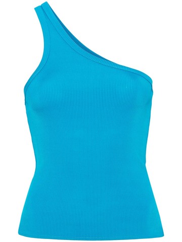 Forte Forte - one-shoulder ribbed tank top - women - Elastane/Viscose/Polyamide - 0 - Blue
