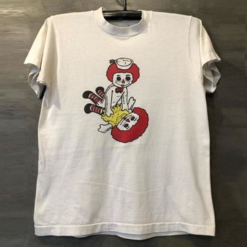 歐美街頭vintage阿美咔嘰美式復古OS風潮流落肩短袖男女重磅棉T恤