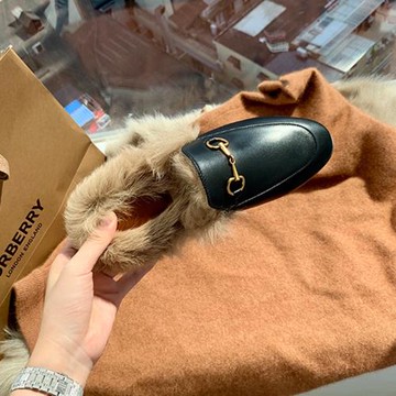 馬銜扣包頭半拖穆勒鞋2025秋冬新款平底懶人鞋棉拖毛毛拖鞋女外穿