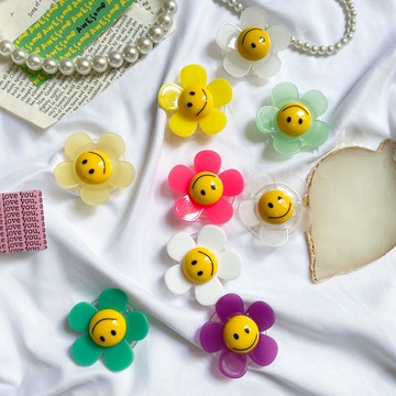 笑臉原創INS手機氣囊支架小清新彩色太陽花小眾懶人神器桌面追劇看電視指環扣創意可伸縮折疊背貼韓國