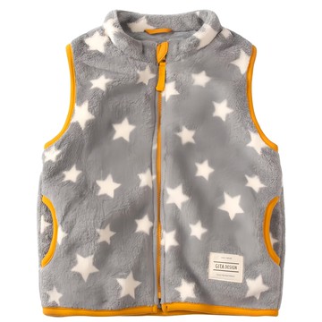 兒童款 珊瑚絨保暖背心 YKK拉鍊  110  經典灰星