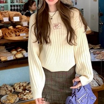 秋冬季韓系復古毛衣長袖針織衫上衣