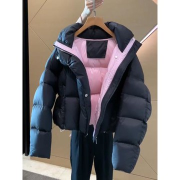 高級感超好看黑色短款羽絨棉服女冬季2025新款韓系時尚面包厚外套