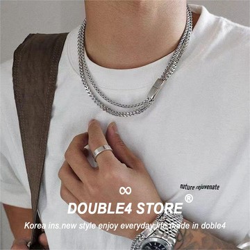 【DOUBLE4】韓國 磁扣粗細 古巴項鍊 韓系 手鍊男 蹦迪 穿搭 男項鍊 手鍊 鋼項鍊 男女 鋼手鍊 鈦鋼【C84】