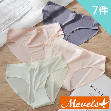 Mevels瑪薇絲-7件組 簡約透氣網孔冰絲無痕中腰內褲/棉質內褲/女內褲(M/L/XL)