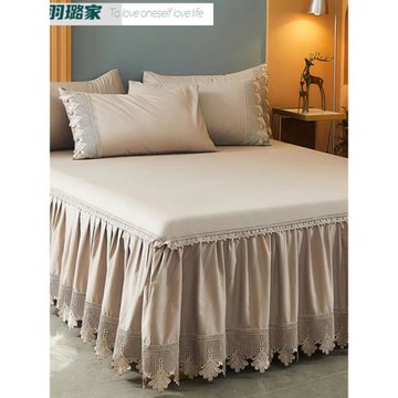 歐式輕奢風~全棉純棉床裙式床罩長絨棉床單高端單件防滑床套