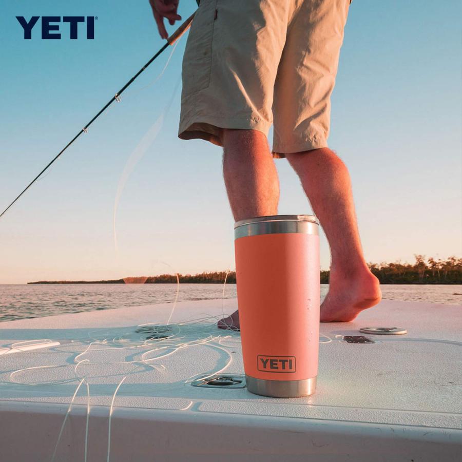 YETI Rambler 20オンス タンブラー マグスライダー蓋付き 真空断熱 ステンレス製、コーラル