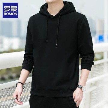 (免運)羅蒙連帽衛衣男士長袖t恤2026年春秋新款潮流寬松休閑運動外套男