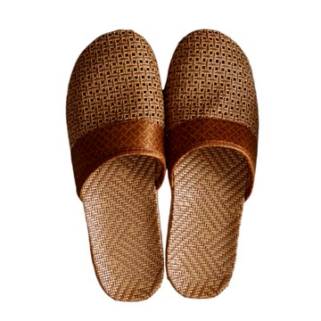 Axis 艾克思 典雅男款亞麻涼爽防滑包頭室內拖鞋 - 咖啡色 透氣編織 EVA膠底  L  1雙