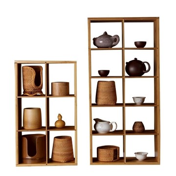 茶杯架子茶具架竹制博古架小茶壺實木展示格子架簡約多格中式181YJ 公司貨