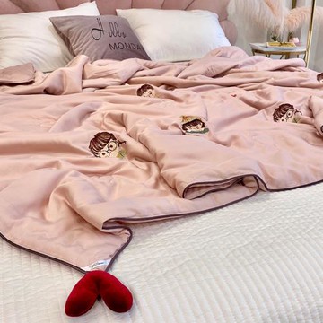 少女心兒童夏涼被公主風女孩莫代爾天絲薄款夏季裸睡冰絲空調被子