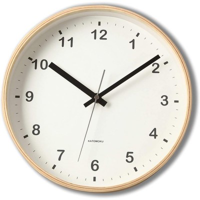 KATOMOKU plywood clock ナチュラル スイープ（連続秒針） km-33M φ252mm (クォーツ時計)