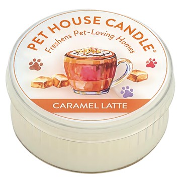 PET HOUSE 室內除臭寵物香氛蠟燭 焦糖拿鐵 無添加色素 可重複使用  43g  1罐